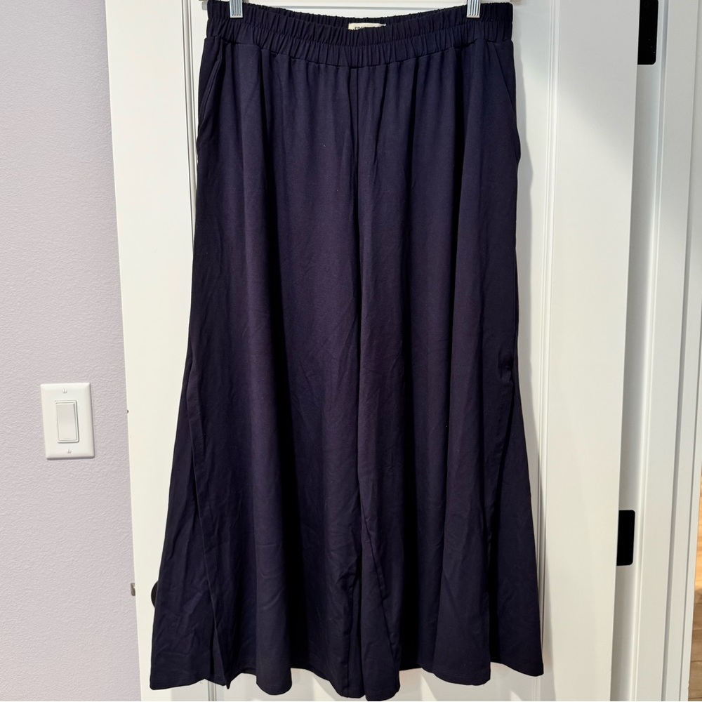 EUC Rai Crop Wide-Leg Pants double as a midi skirt XL navy blue purple - Picture 1 of 11